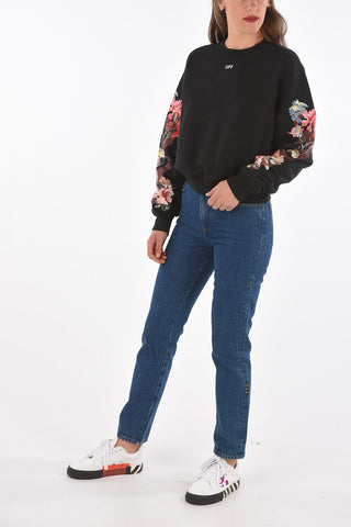 cropped floral-printd FLOWERS CARRYOVER crew-neck sweatshirt