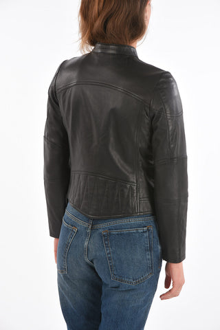 zip sleeve 2 pockets leather L-SUZA  jacket