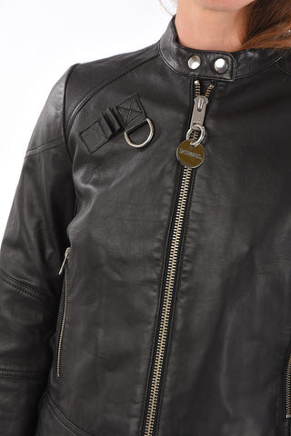 zip sleeve 2 pockets leather L-SUZA  jacket