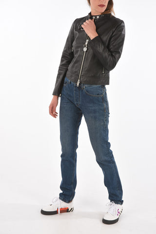 zip sleeve 2 pockets leather L-SUZA  jacket