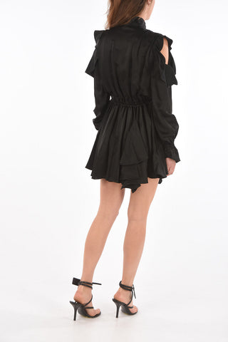 mini dress ROMANTIC stile impero tie neck con ruches
