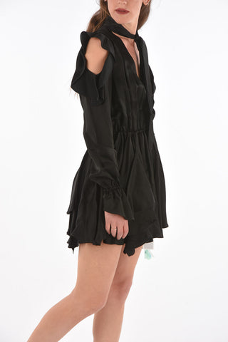 mini dress ROMANTIC stile impero tie neck con ruches