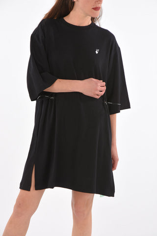 crew-neck FLORAL-ARROW 3/4 sleeve Tee dress