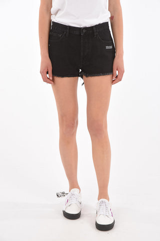 shorts in denim ad orlo sfrangiato