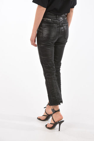 BLACK GOLD frayed hem coated cotton 4 pockets TYPE-1909 jeans