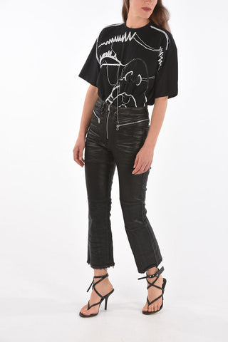 BLACK GOLD frayed hem coated cotton 4 pockets TYPE-1909 jeans