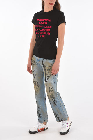 crew-neck t-shirt with print on the front