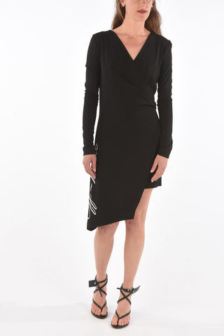 mini dress GATHERED wrap con logo-script