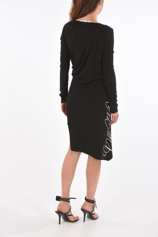 mini dress GATHERED wrap con logo-script