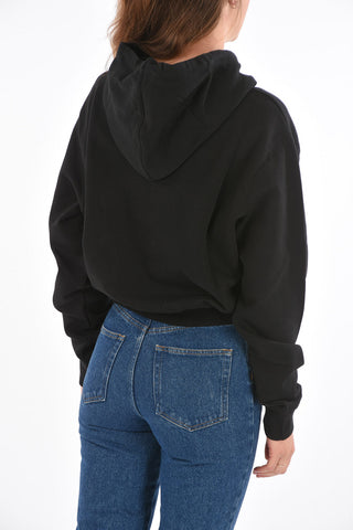 rainbow logo printed cropped hoodie