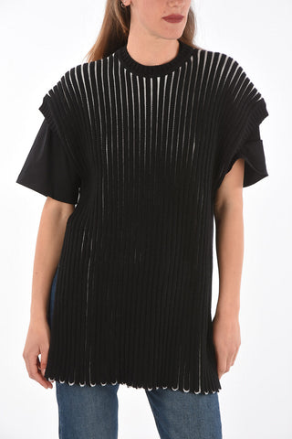BLACK GOLD double side split hem knitted MIKUNO maxi tunic