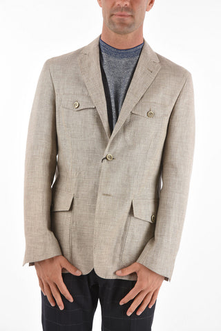 ID Blazer IDENTITY a 3 Bottoni in Lino e Cotone con Tasche a Toppa