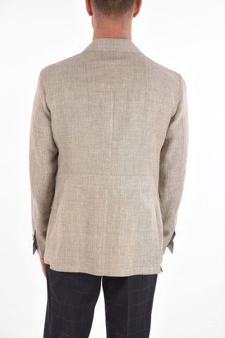 ID Blazer IDENTITY a 3 Bottoni in Lino e Cotone con Tasche a Toppa