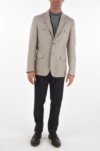 ID Blazer IDENTITY a 3 Bottoni in Lino e Cotone con Tasche a Toppa