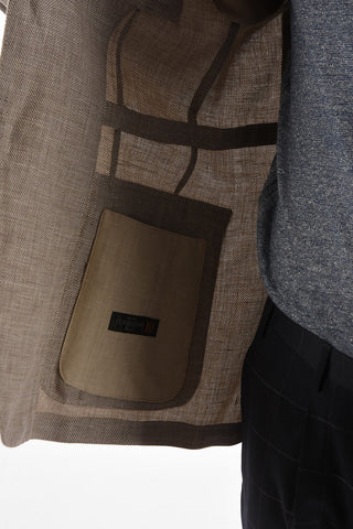 ID Blazer IDENTITY a 3 Bottoni in Lino e Cotone con Tasche a Toppa