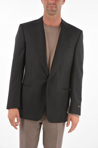 Extrafine Virgini Wool MANTUA Blazer with Peak Lapel and Jetted Pockets