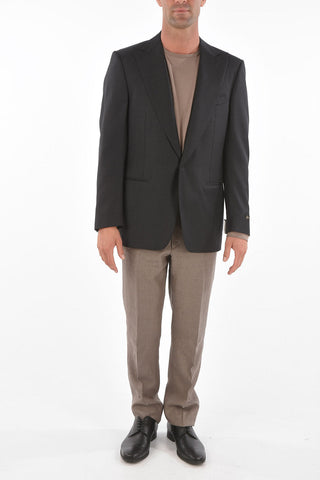 Extrafine Virgini Wool MANTUA Blazer with Peak Lapel and Jetted Pockets