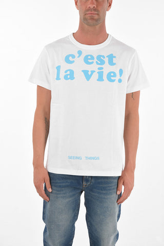Flocked Printed C'EST LA VIE T-Shirt