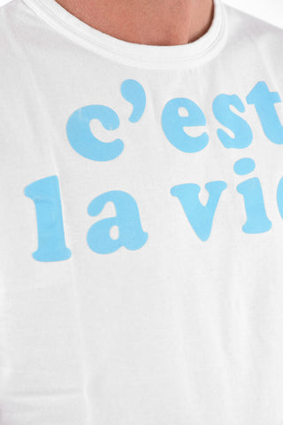 Flocked Printed C'EST LA VIE T-Shirt