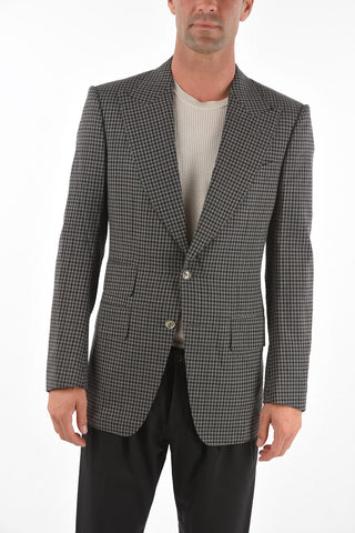 checked center vent peak lapel ATTICUS 2-button blazer