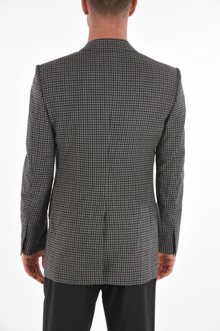 checked center vent peak lapel ATTICUS 2-button blazer