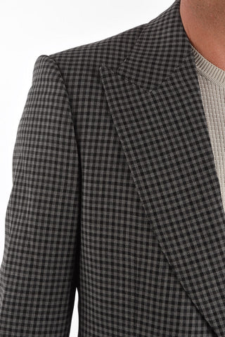 checked center vent peak lapel ATTICUS 2-button blazer