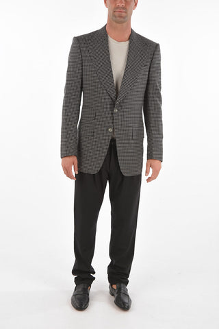 checked center vent peak lapel ATTICUS 2-button blazer
