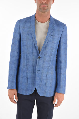 CC COLLECTION giacca a 2 bottoni RIGHT windowpane check in lino due spacchi revers classico