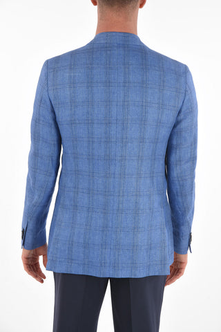 CC COLLECTION giacca a 2 bottoni RIGHT windowpane check in lino due spacchi revers classico
