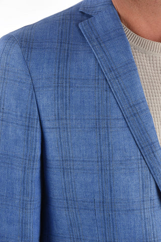 CC COLLECTION giacca a 2 bottoni RIGHT windowpane check in lino due spacchi revers classico