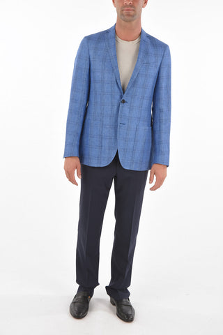 CC COLLECTION giacca a 2 bottoni RIGHT windowpane check in lino due spacchi revers classico