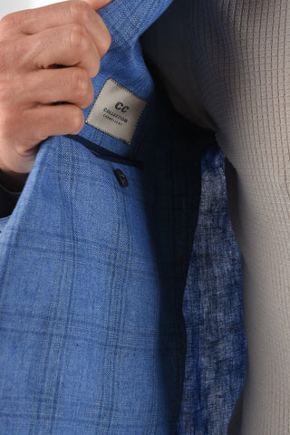 CC COLLECTION giacca a 2 bottoni RIGHT windowpane check in lino due spacchi revers classico