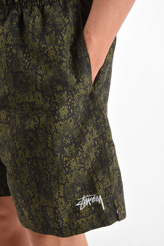 snake printed swim shorts