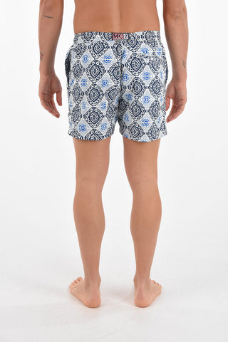 drawstring waist printed swim shorts