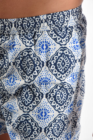 drawstring waist printed swim shorts