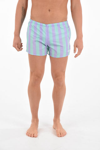 two-tone striped swim shorts with side pocket