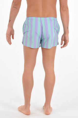 two-tone striped swim shorts with side pocket