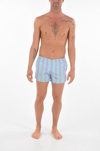 two-tone striped swim shorts with side pocket