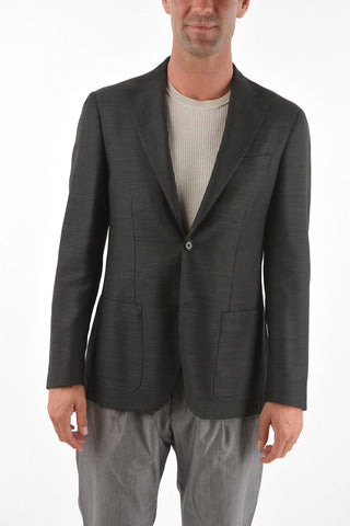 CC COLLECTION barleycorn virgin wool REFINED side vents 2-button blazer