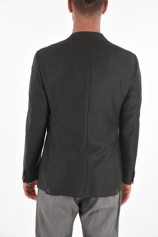 CC COLLECTION barleycorn virgin wool REFINED side vents 2-button blazer