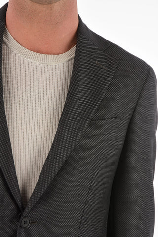 CC COLLECTION barleycorn virgin wool REFINED side vents 2-button blazer