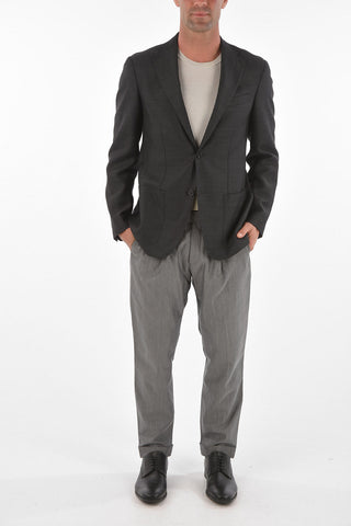 CC COLLECTION barleycorn virgin wool REFINED side vents 2-button blazer