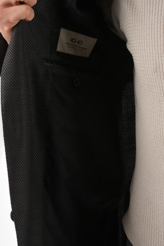 CC COLLECTION barleycorn virgin wool REFINED side vents 2-button blazer