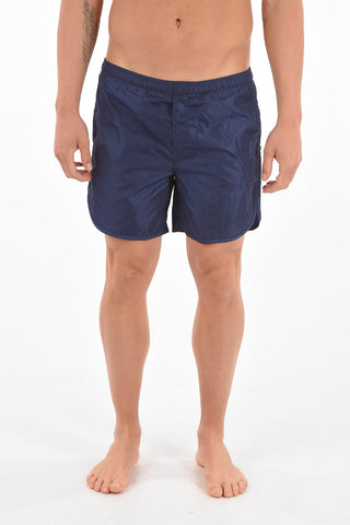 drawstring waist solid color swim shorts