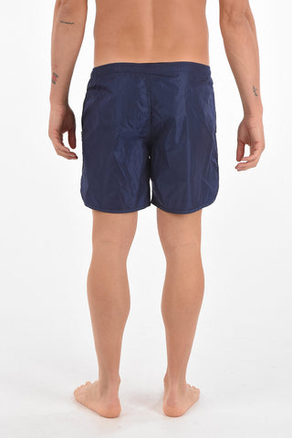 drawstring waist solid color swim shorts