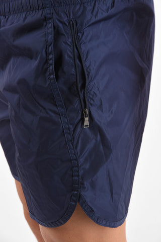 drawstring waist solid color swim shorts