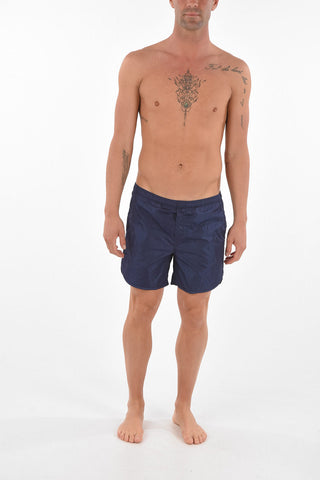drawstring waist solid color swim shorts