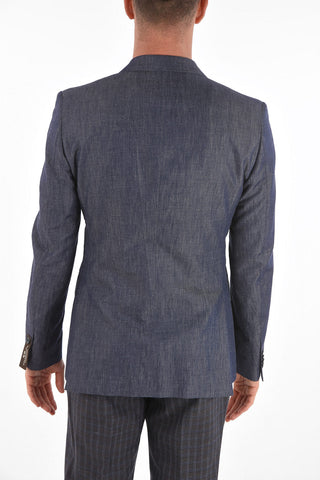 CC COLLECTION denim RESET side vents peak lapel 2-button blazer