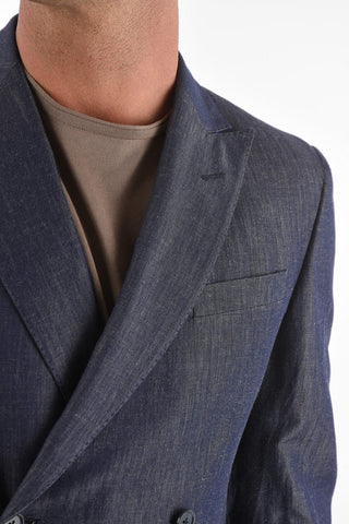 CC COLLECTION denim RESET side vents peak lapel 2-button blazer