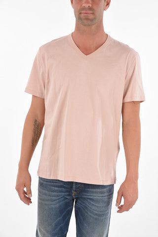 t-shirt a tinta unita con scollo a V